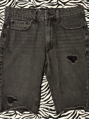 Original Use Men's Slim Straight Distressed Black Jeans